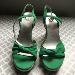 Size 10, green Mia wedge, worn once outdoors.